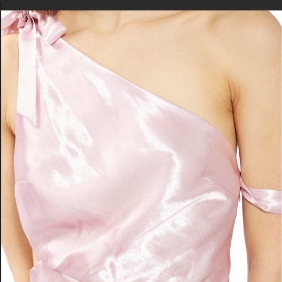 Topshop one shoulder satin pink dress size 4 - Picture 8 of 11